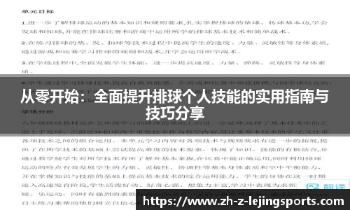 从零开始：全面提升排球个人技能的实用指南与技巧分享